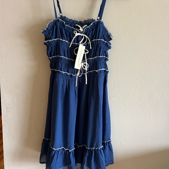Blue Ruffled Mini Dress - Picture 3 of 4
